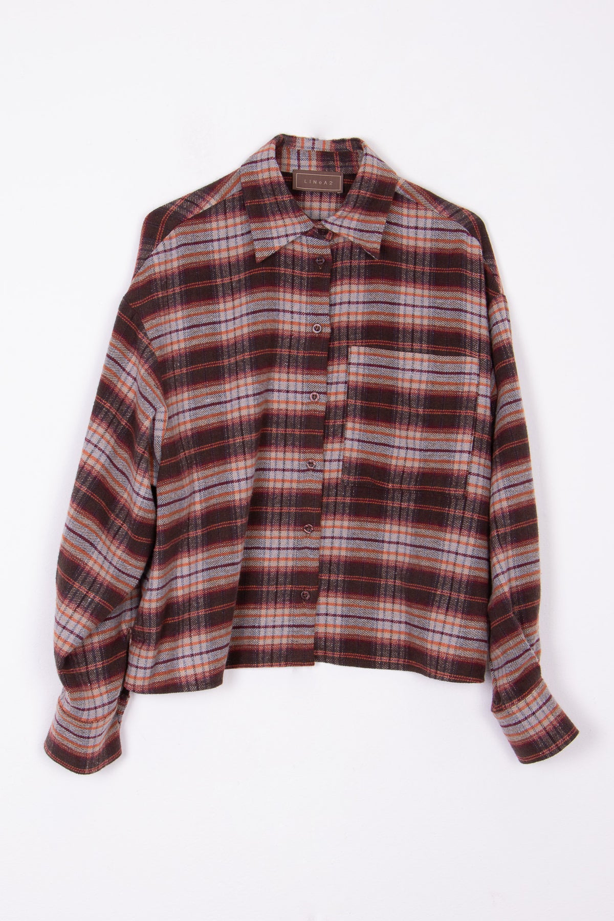 Camicia cropped oversize Check