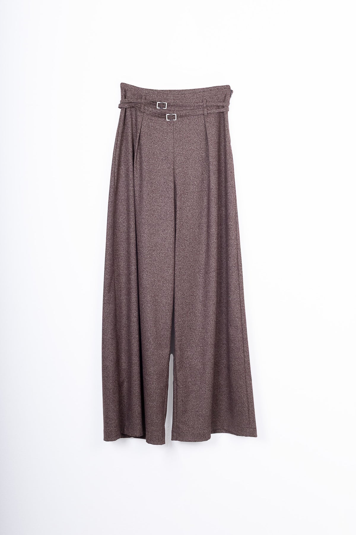 Pantalone wide leg vita alta con doppia cintura
