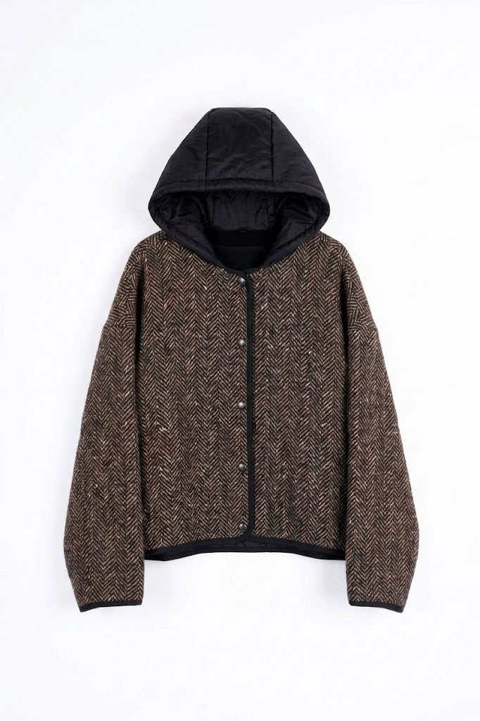 Cappotto corto oversize con cappuccio