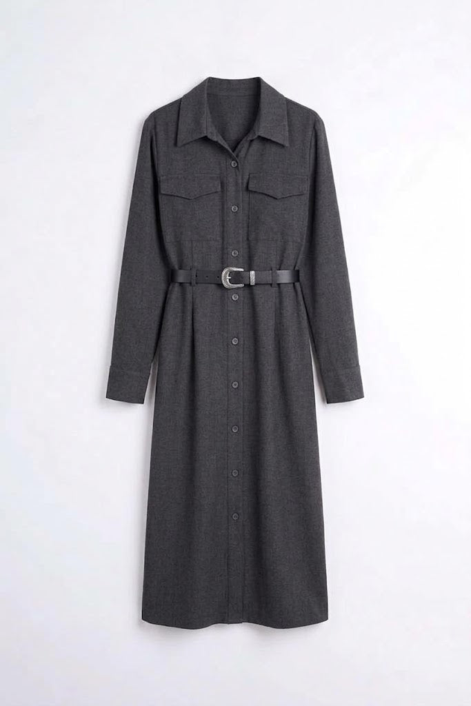 Abito camicia con cintura