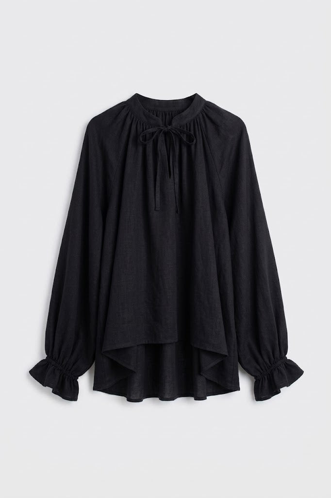 Blusa con collo arricciato