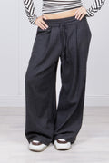 Pantaloni Palazzo Gessati con Elastico e Coulisse