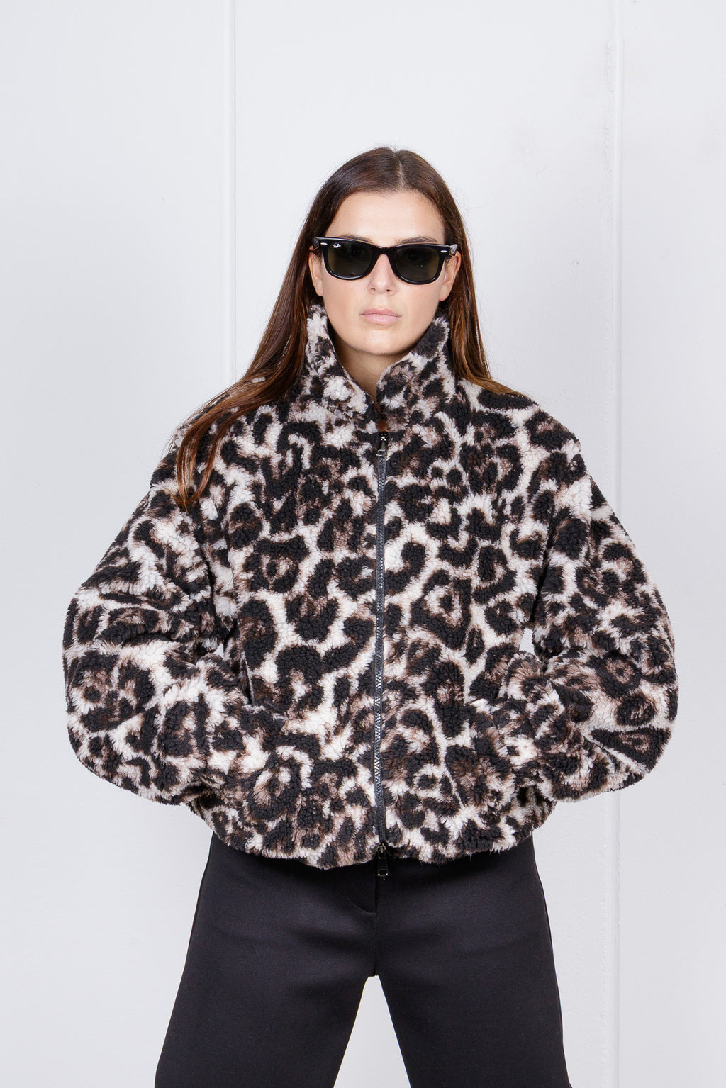 Felpa Oversize in teddy Maculato