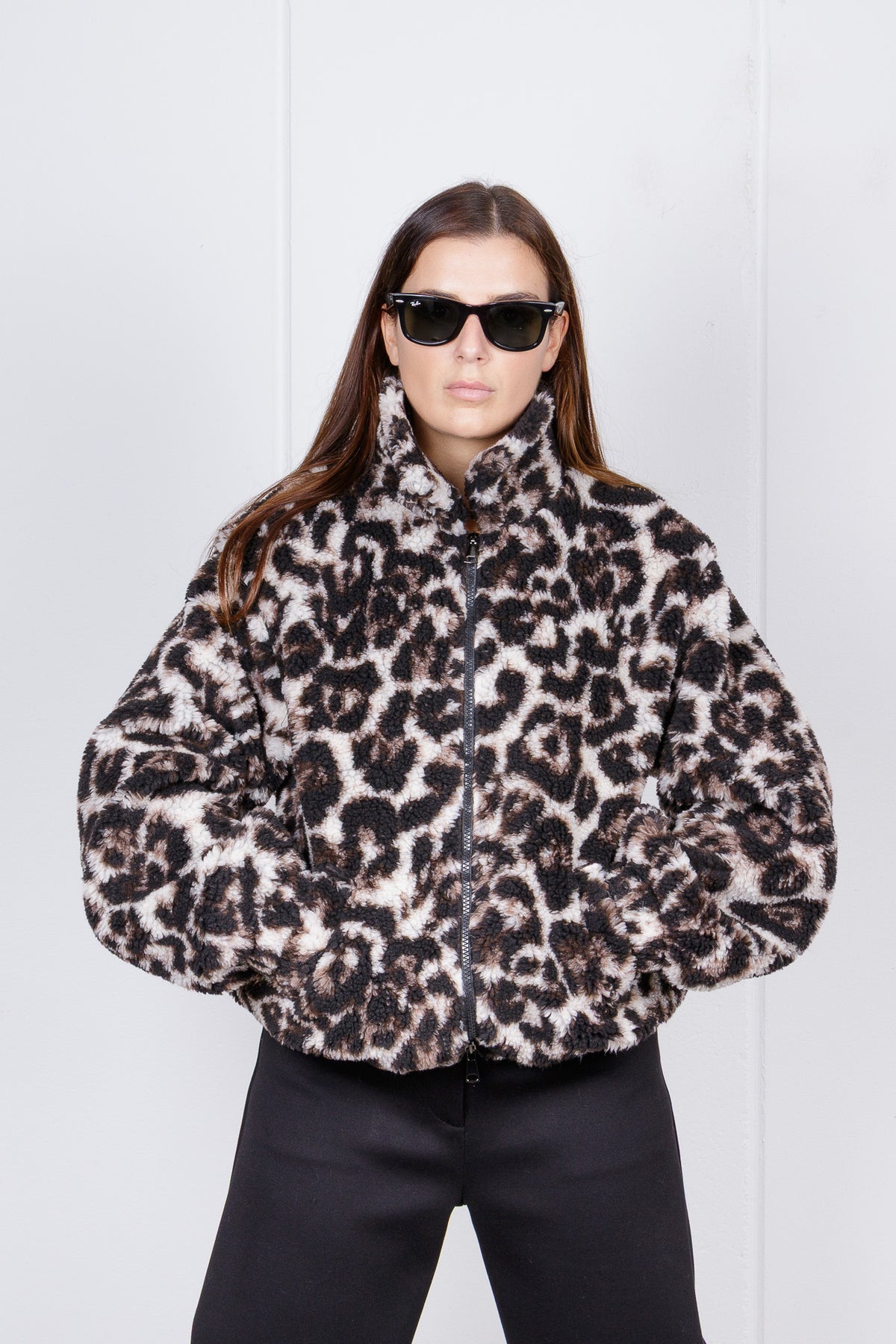 Felpa Oversize in teddy Maculato