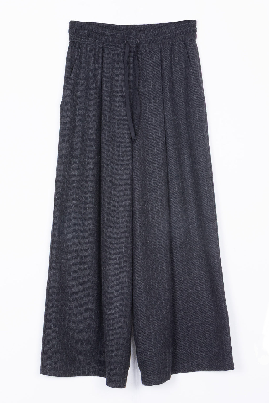 Pantaloni Palazzo Gessati con Elastico e Coulisse