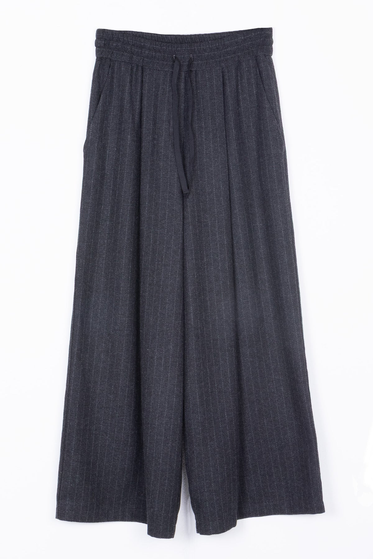 Pantaloni Palazzo Gessati con Elastico e Coulisse
