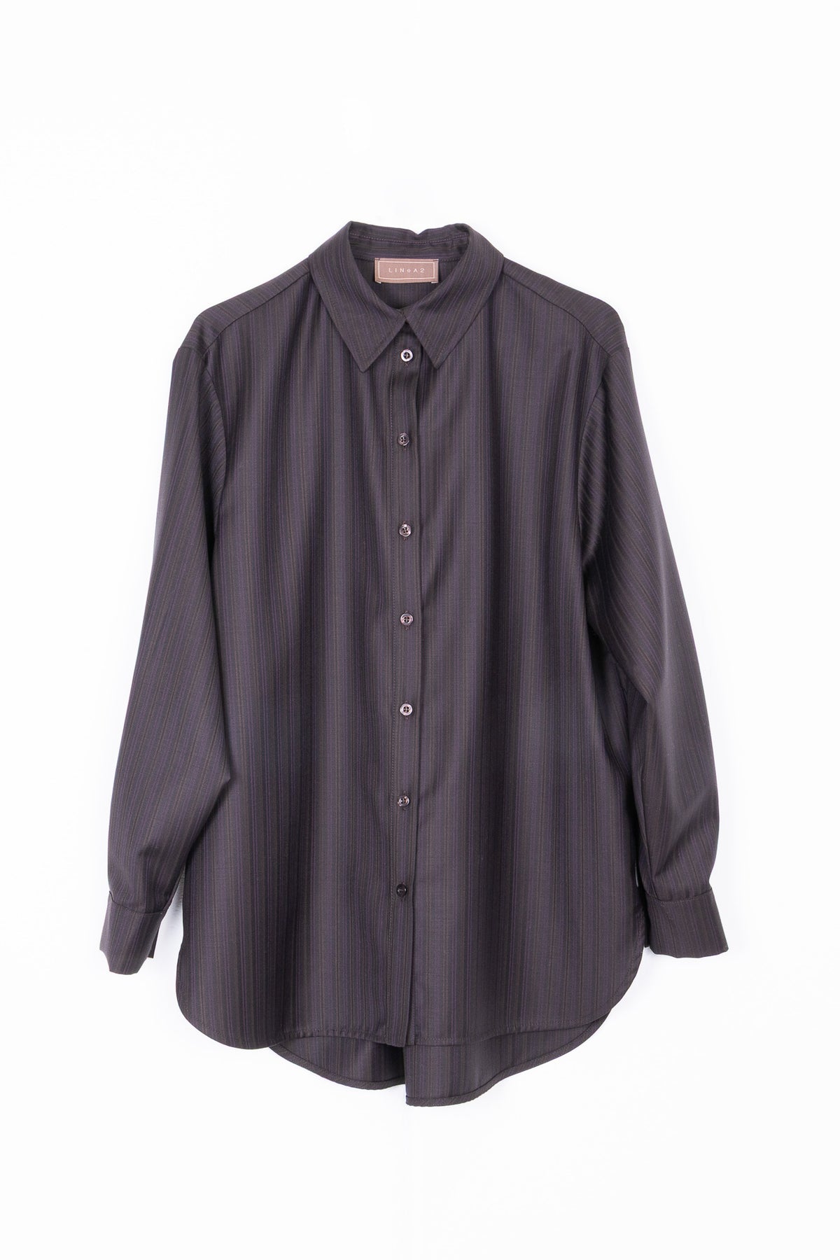 Camicia in Lana vergine a Micro Righe Verticali