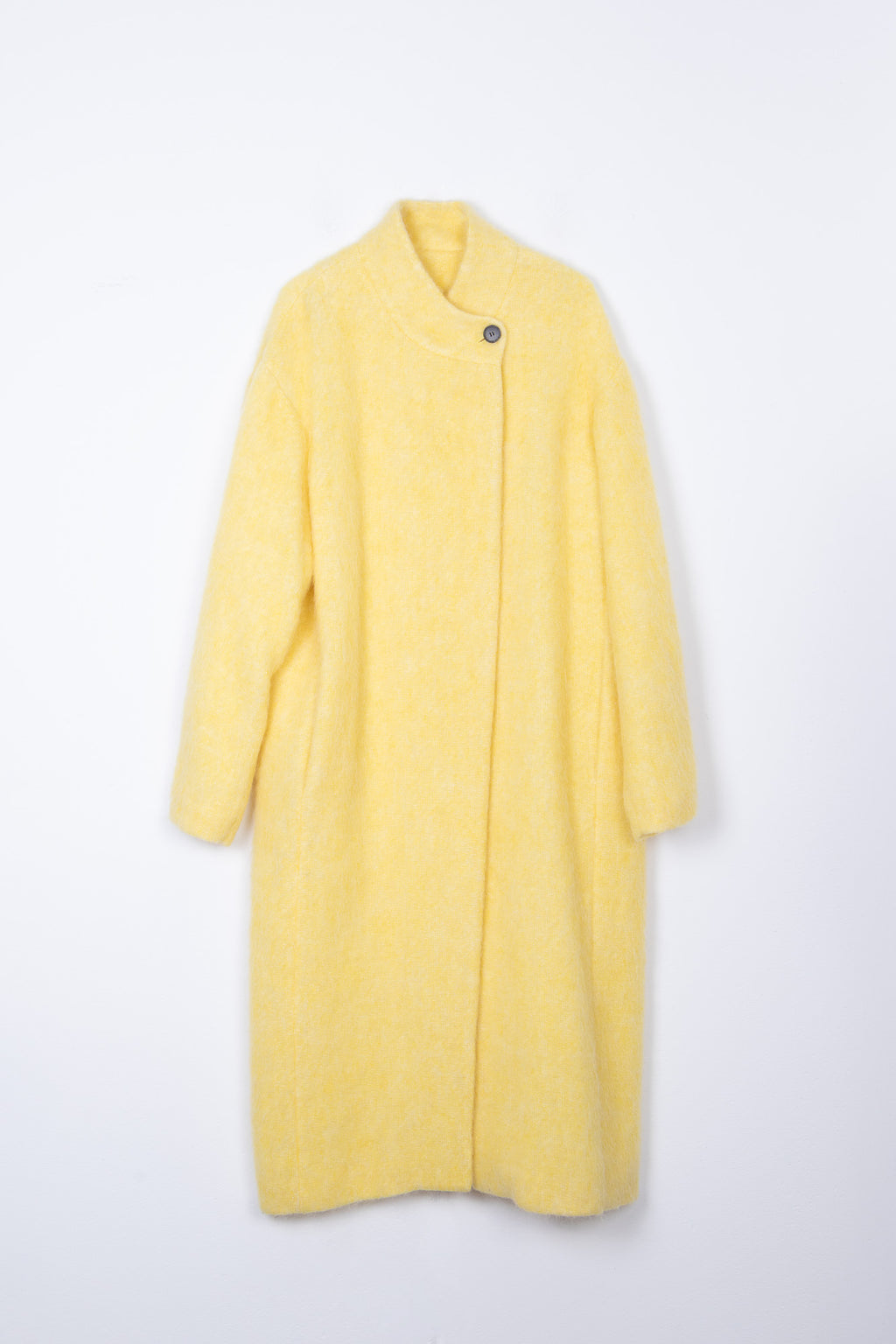 Cappotto Lungo Giallo con Collo Coreano