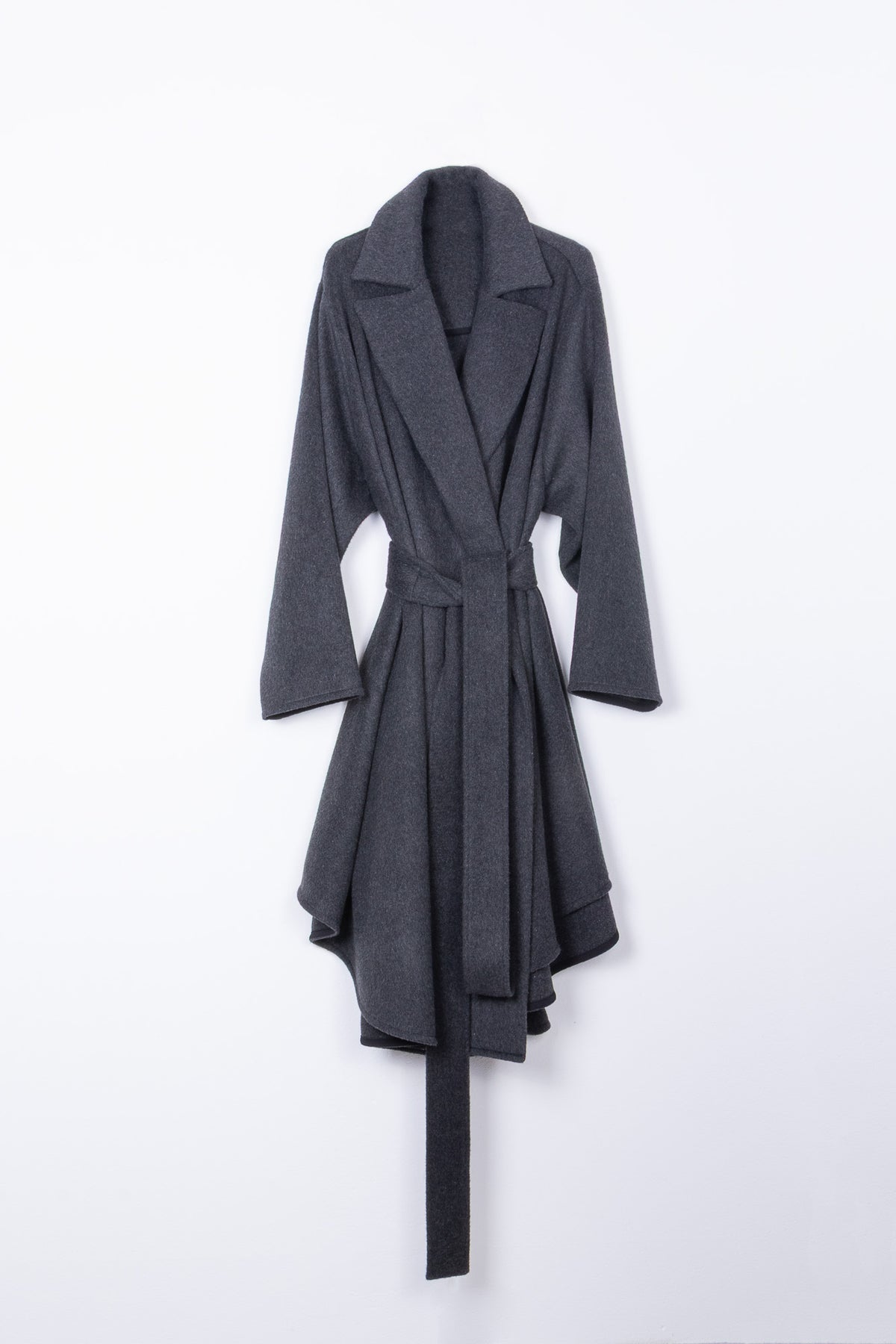 Cappotto Kimono in Misto Lana con Cintura