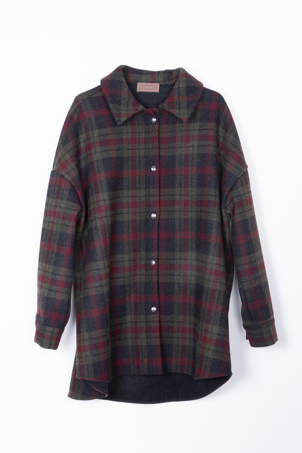Giacca/Camicia Oversize in Lana a Quadri Tartan