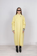 Cappotto Lungo Giallo con Collo Coreano