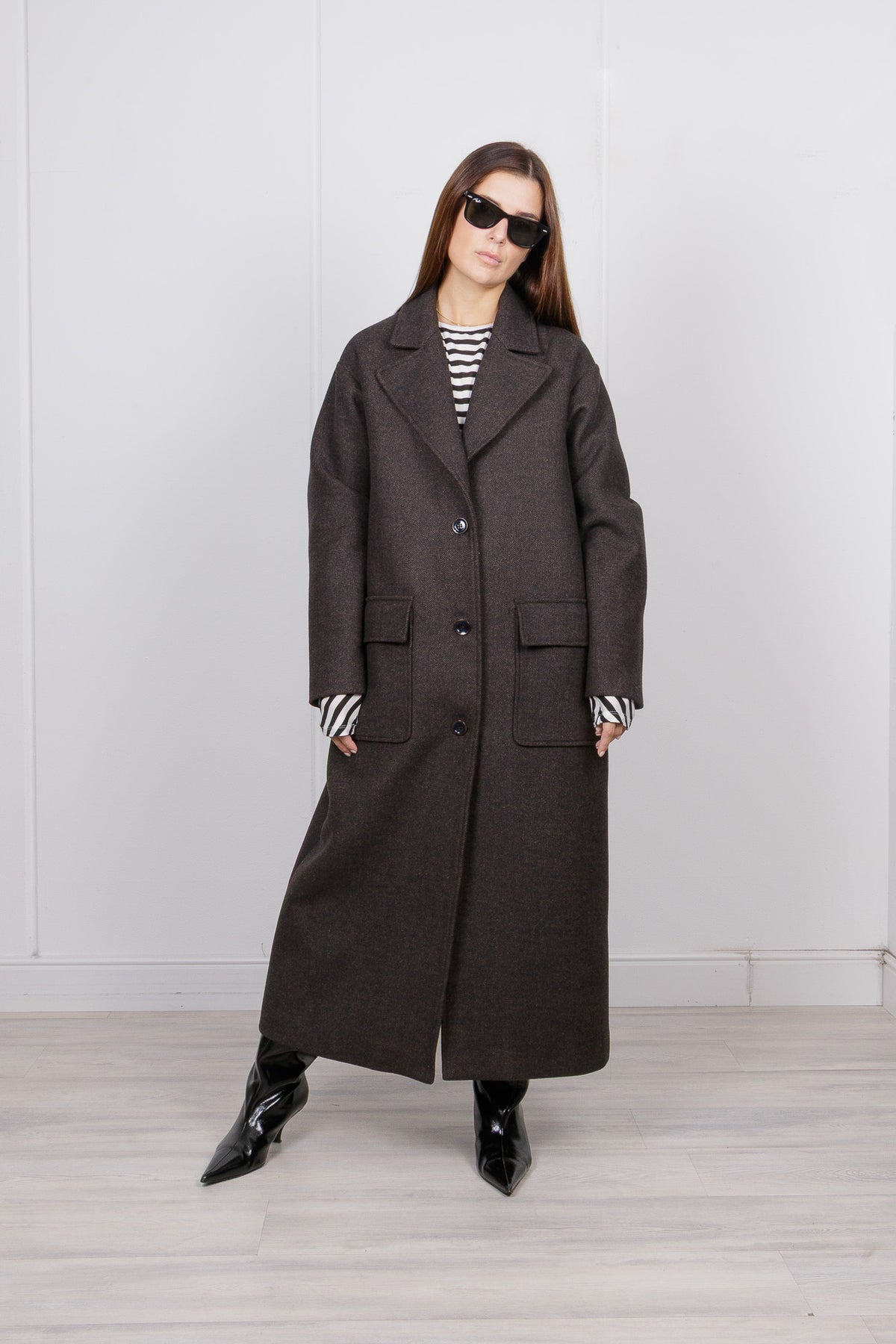Cappotto Monopetto Lungo Spigato