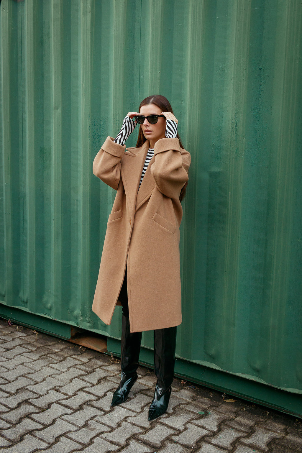 Cappotto Oversize in Misto Lana Color Cammello
