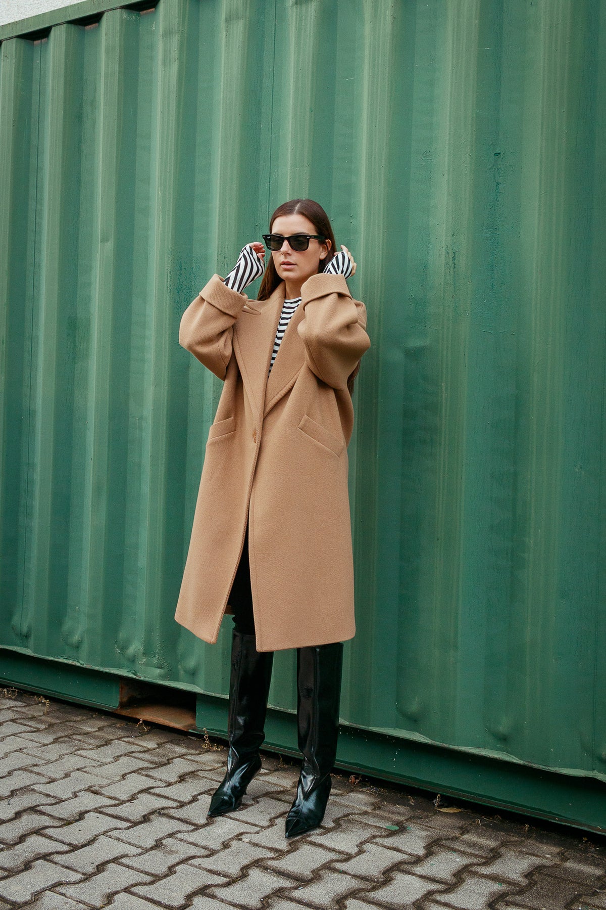 Cappotto Oversize in Misto Lana Color Cammello