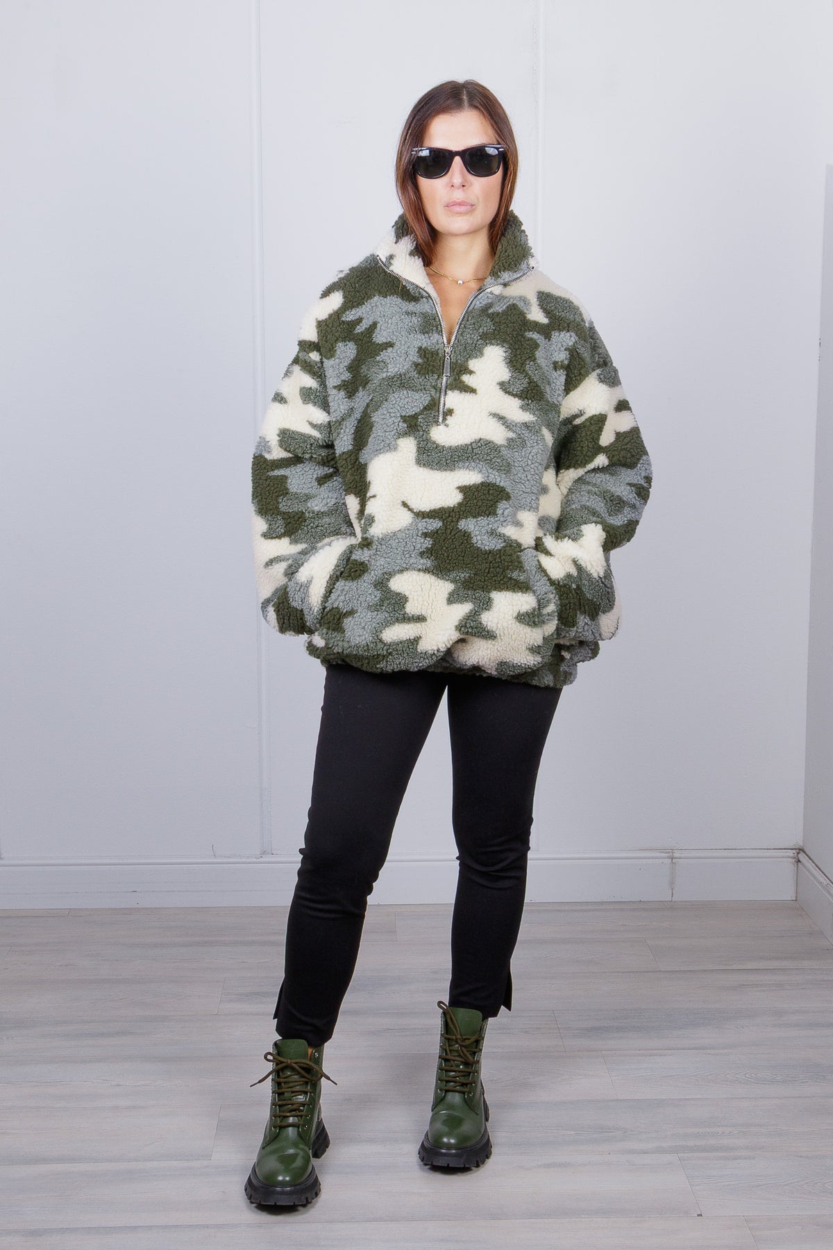 Felpa Oversize in teddy Camouflage