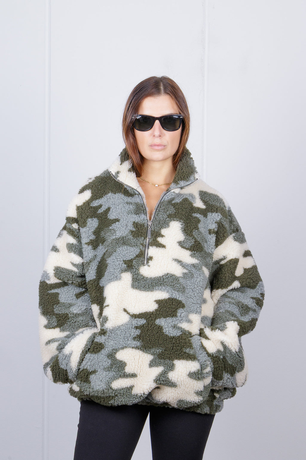 Felpa Oversize in teddy Camouflage