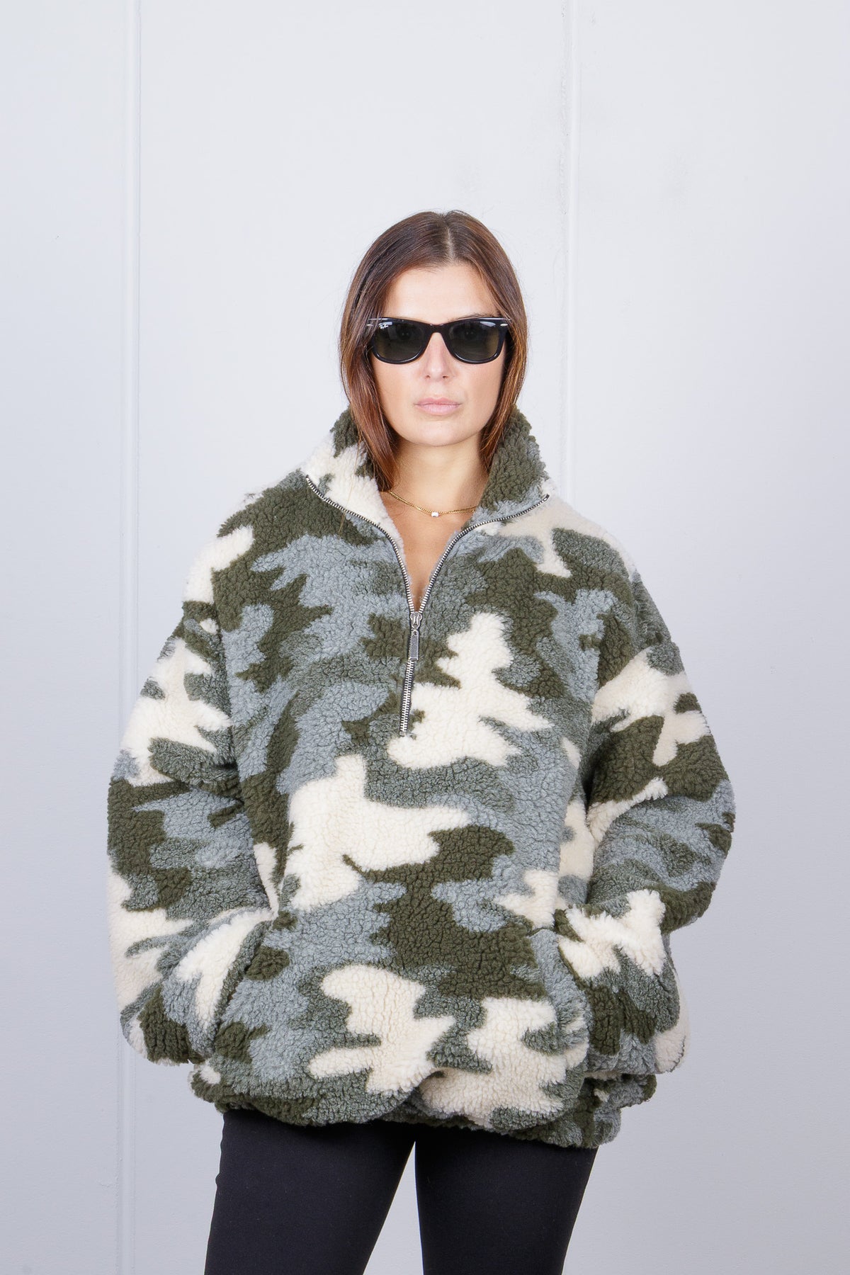 Felpa Oversize in teddy Camouflage