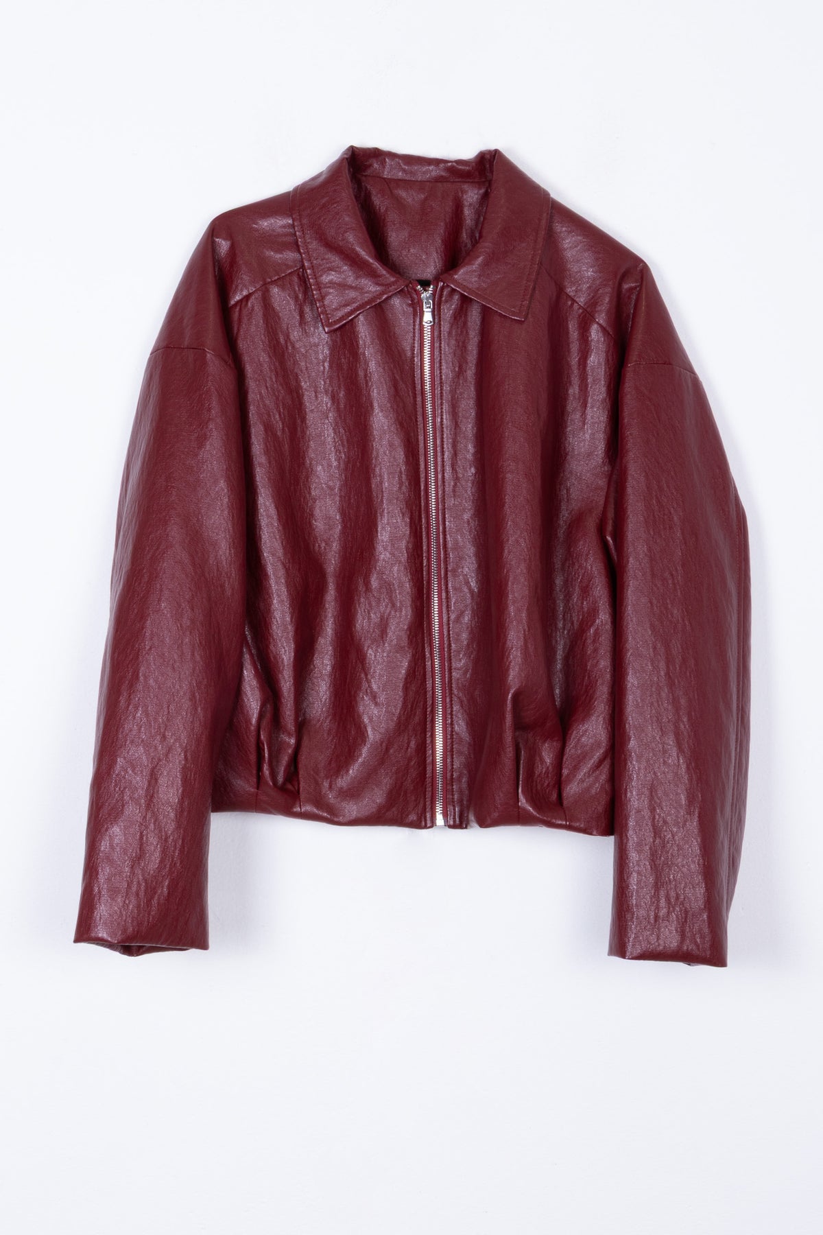 Giacca Bomber Oversize in Ecopelle Bordeaux
