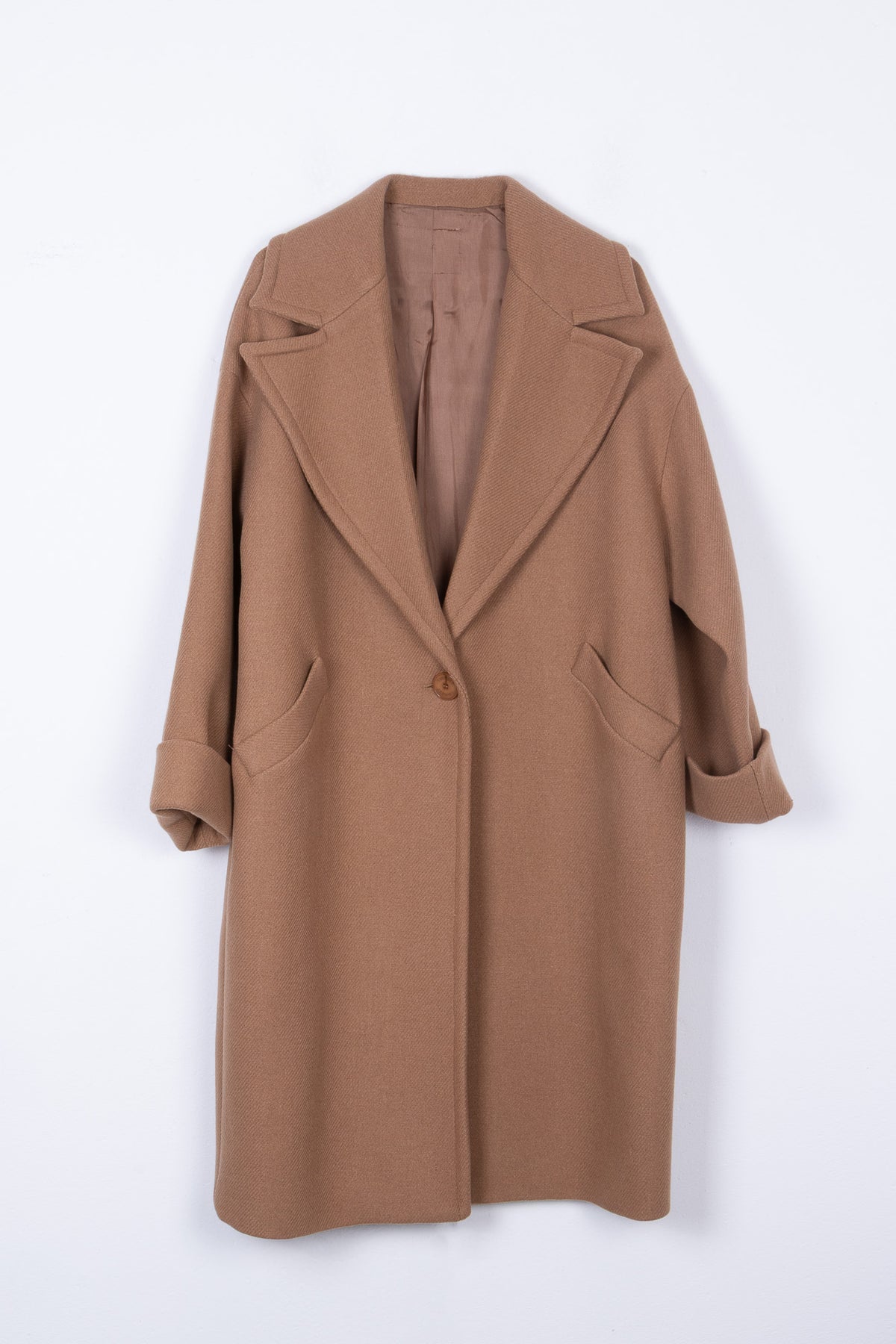 Cappotto Oversize in Misto Lana Color Cammello