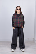 Gilet Tartan in Virgin Wool con tasche