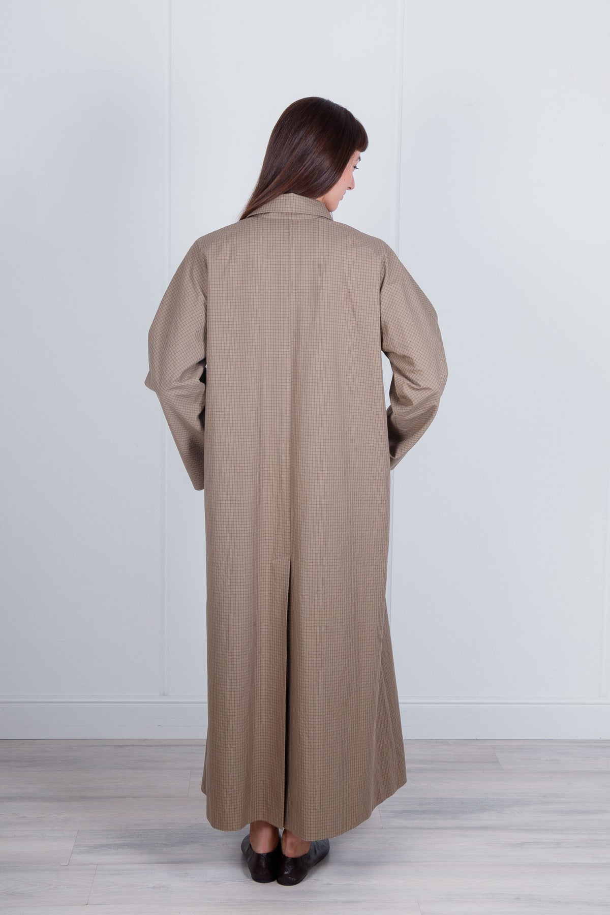 Cappotto maxi micro check con cintura