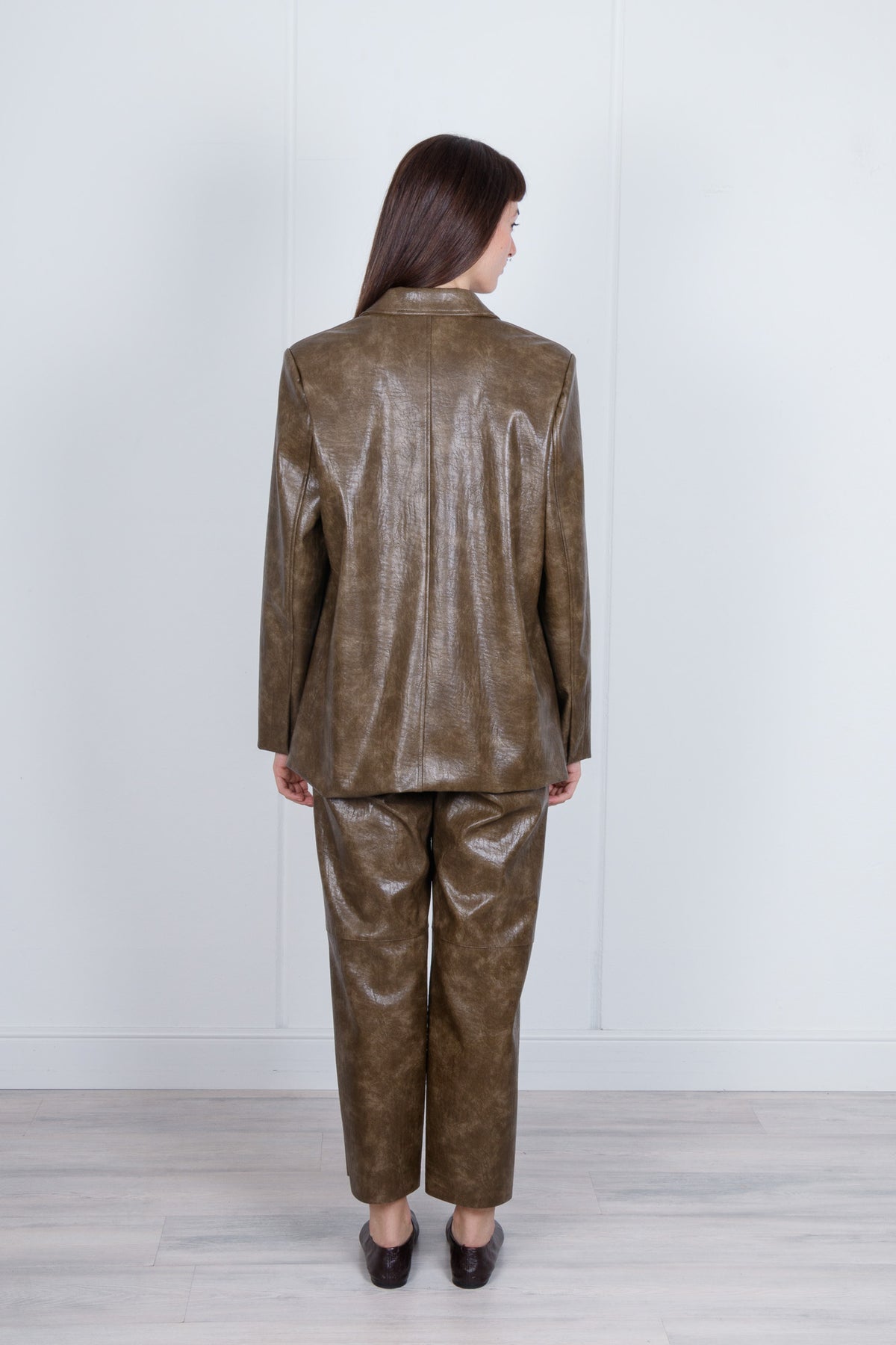 Blazer oversize in similpelle effetto vintage